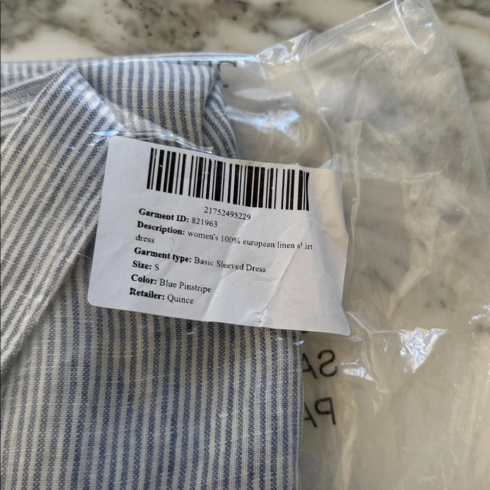 NWT Quince Women’s 100% European Linen Shirt Dress – Blue Pinstripe (Size S) - Picture 8 of 9